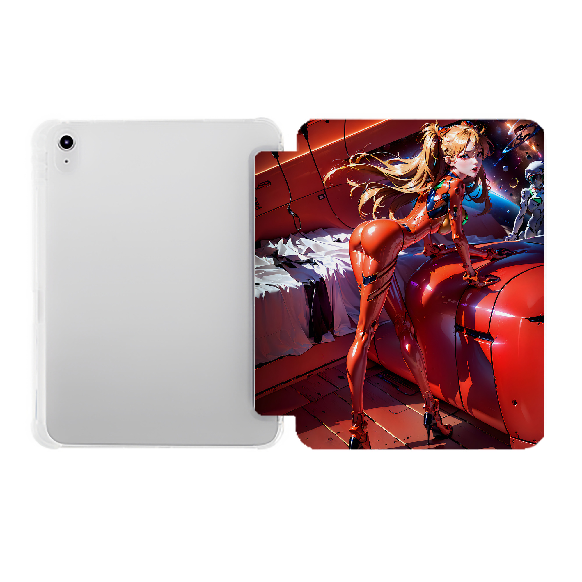 （画像用） EVA 新世紀エヴァンゲリオン IPad ケース ペン収納付き 三つ折りスタンド PUレザー×シリコン 対応機種9.5/10.5/10.9インチ
